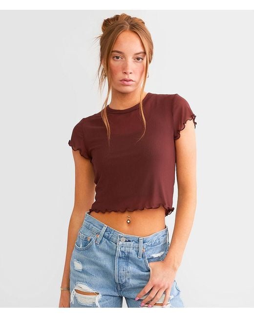 BKE Red Mesh Cropped Top
