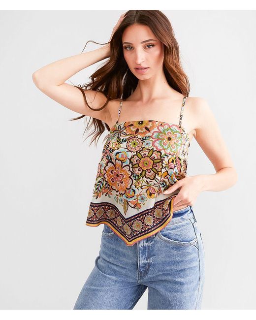 Daytrip Blue Satin Hanky Tank Top