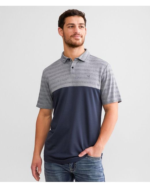 Maven Co-op Blue Striped Performance Polo for men