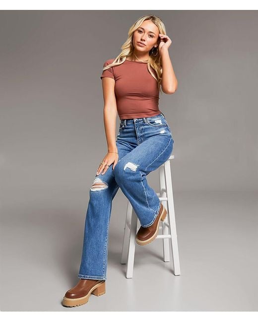 BKE Blue Parker Wide Leg Stretch Jean
