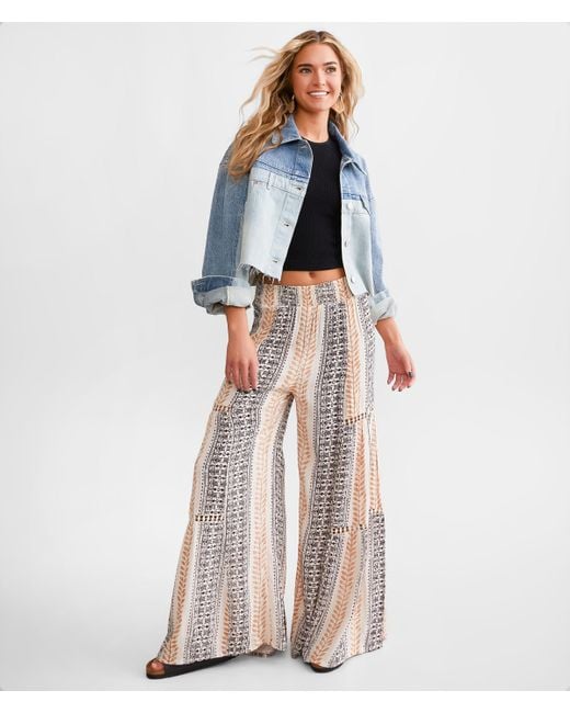 Angie Abstract Beach Pant in Natural