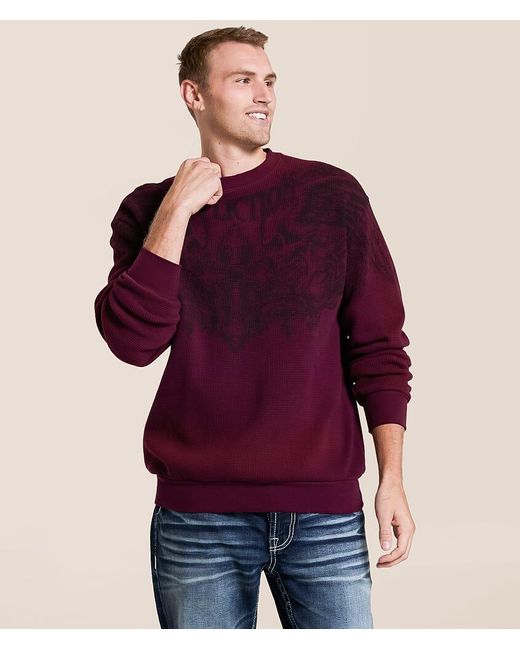 Affliction Purple Winged Up Thermal Pullover for men