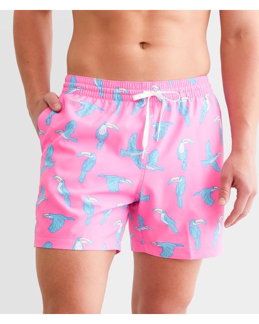 Chubbies Pink The Toucan Do It Stretch Swim Trunks for men