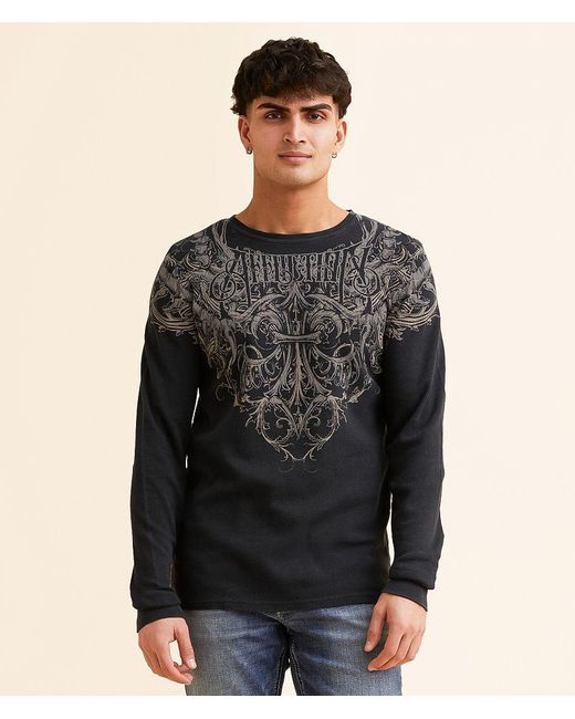 Affliction Black Vertebrate Thermal for men