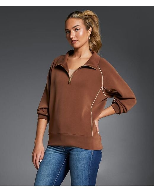 Buckle Black Brown Contrast Trim Pullover