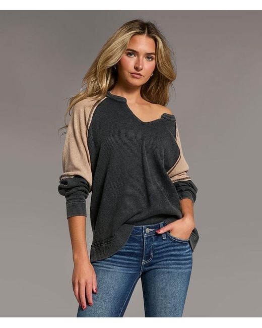 BKE Gray Pieced Thermal Top