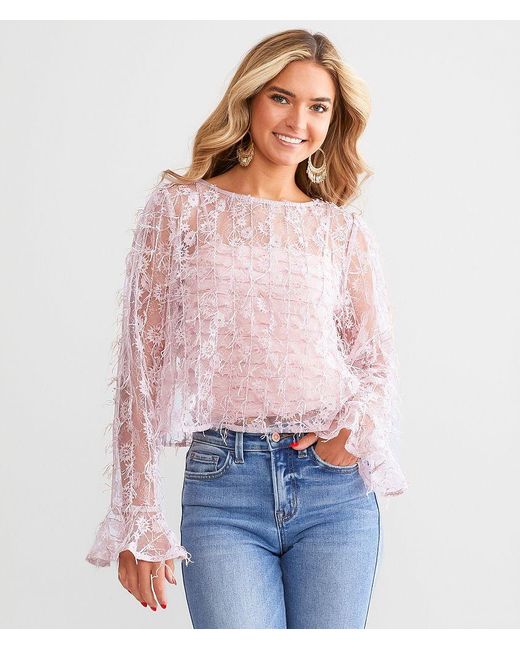 Willow & Root Red Floral Eyelash Top