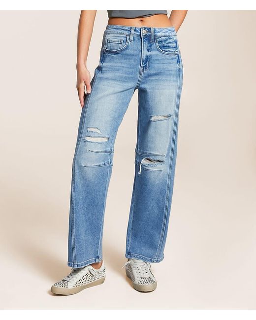 Flying Monkey Blue High Rise Barrel Stretch Jean
