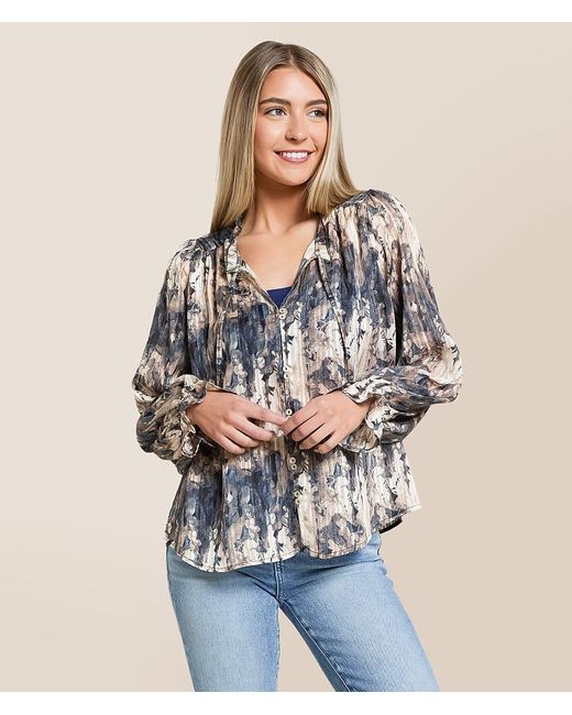 Daytrip Blue Floral Chiffon Blouse