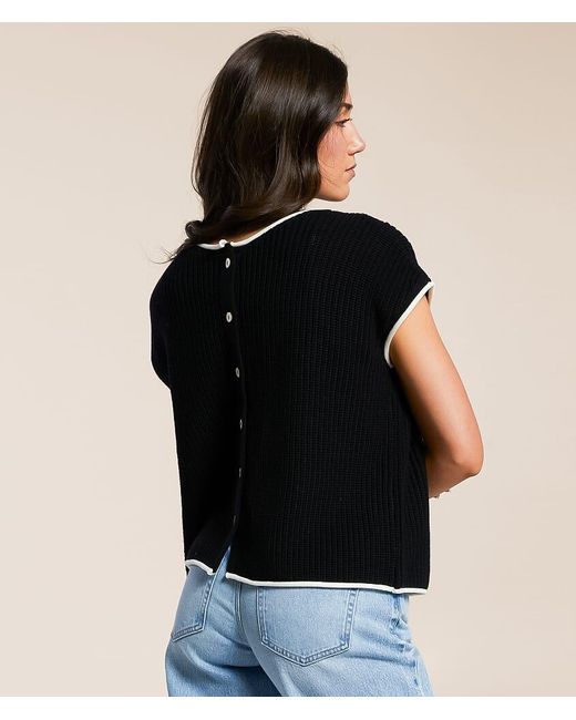 Blu Pepper Black Back Button Sweater