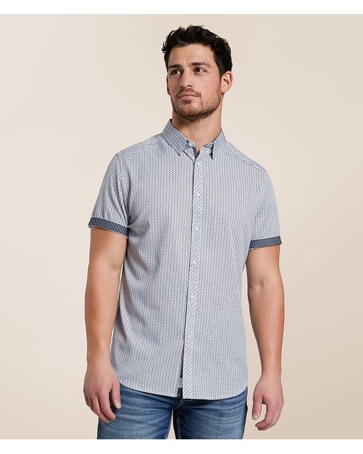 J.B. Holt Blue Herringbone Standard Performance Stretch Shirt for men