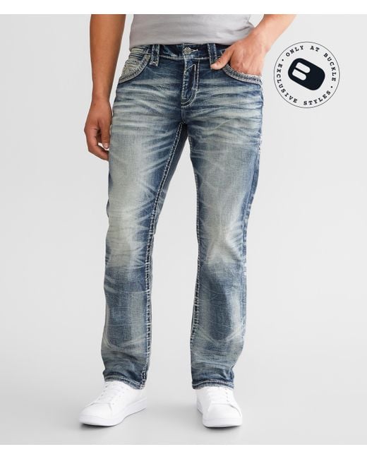Rock Revival Blue Smitty Relaxed Taper Stretch Jean for men