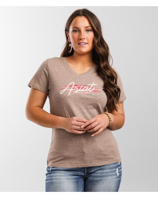 Ariat Real Script T-shirt in Brown | Lyst