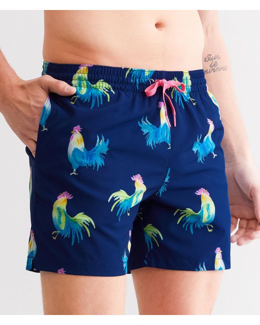 Chubbies Blue The Fowl Play Stretch Swim Trunks for men