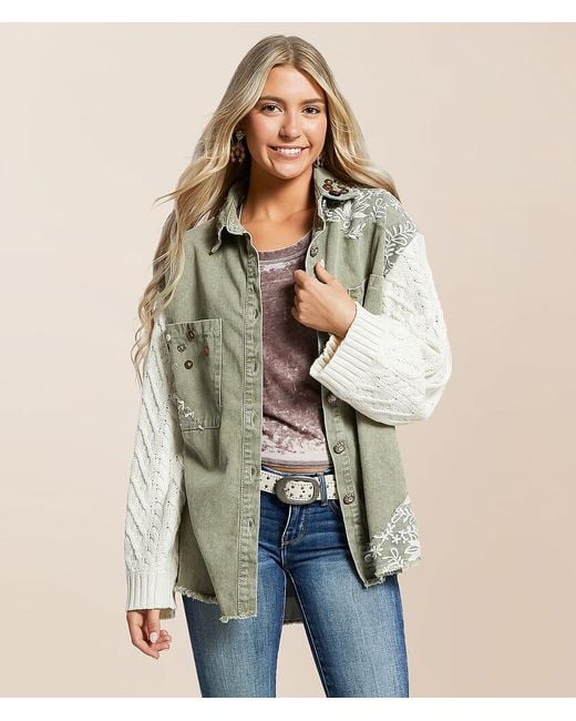 Pol Natural Washed Denim Oversized Jacket