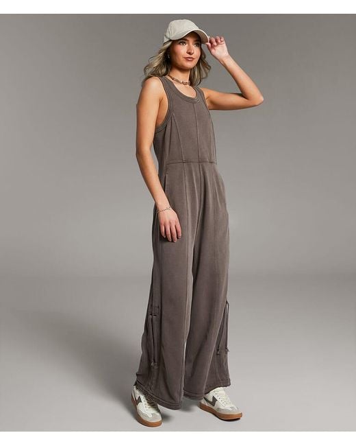 BKE Gray Washed Jumpsuit