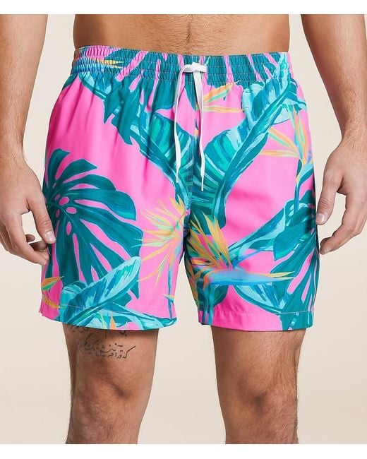 Chubbies Blue The Birds Of Paradise Stretch Swim Trunks for men
