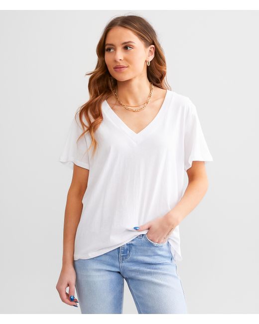 Z Supply White Girlfriend Solid T-shirt