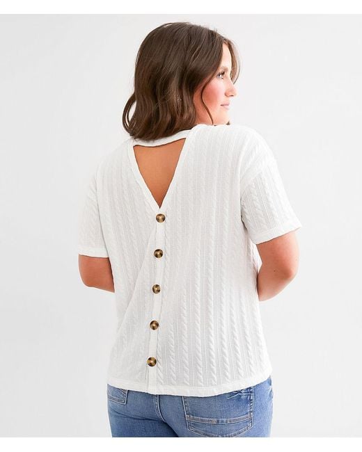 BKE White Textured Top