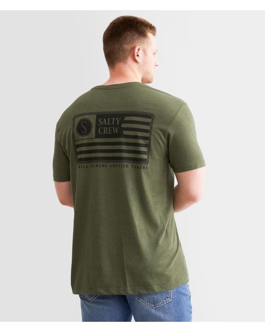 Salty Crew Green Freedom Flag Grey T-shirt for men