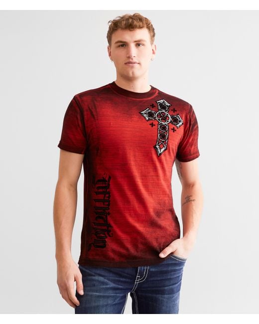 Affliction Red Troubador T-shirt for men