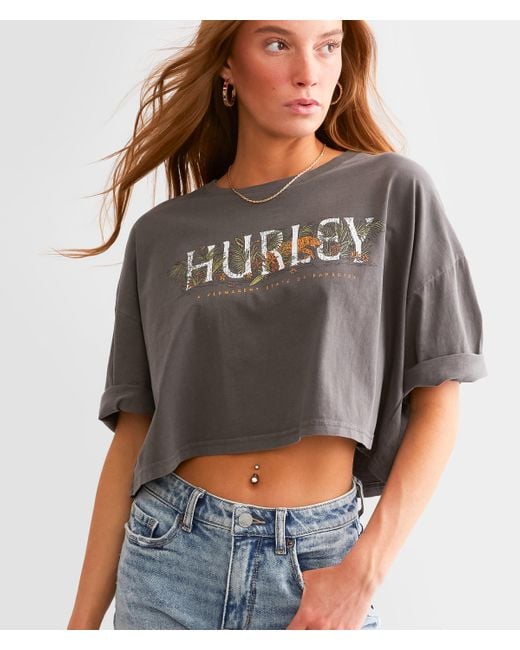 Hurley Gray Jungleer Boyfriend Cropped T-shirt