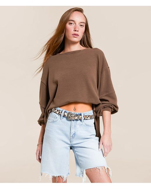 Free People Blue Total Eclipse Oversized Top