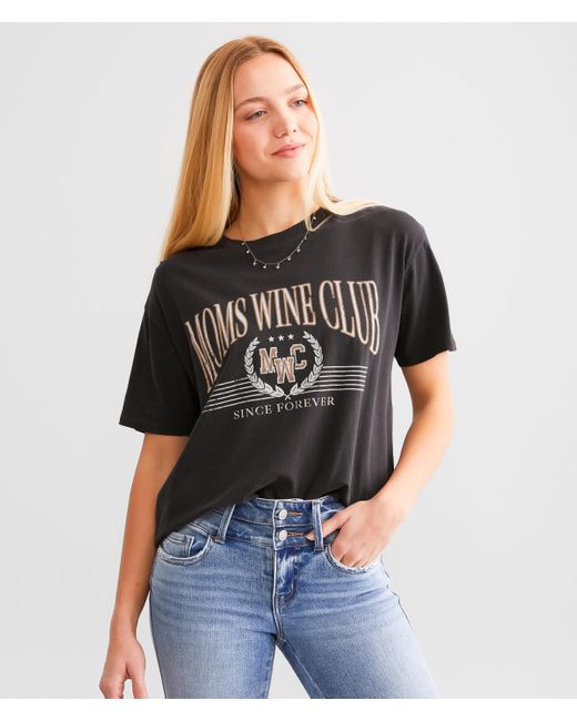 Z Supply Black Mom's Wine Club T-shirt