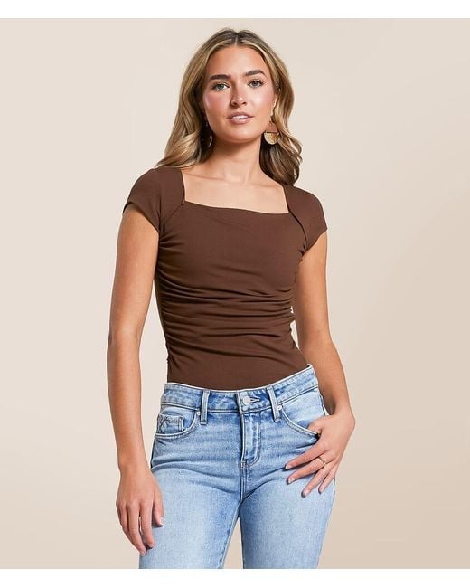 The Workshop Blue Ruched Top