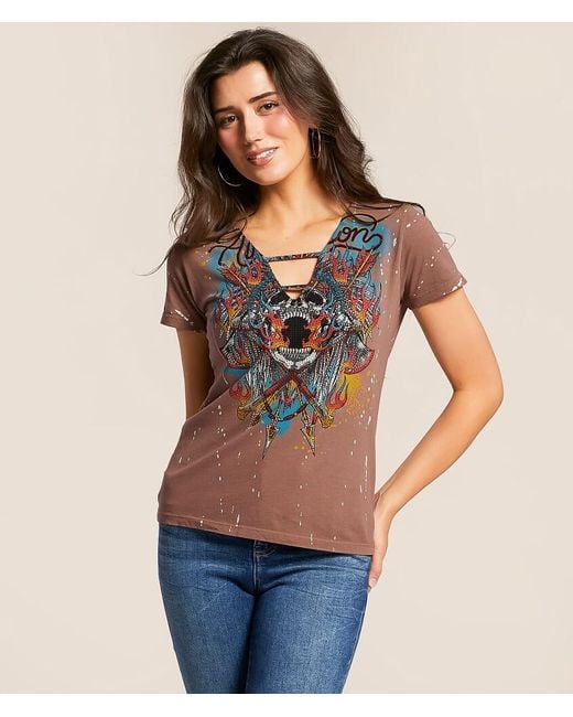 Affliction Brown Screaming Heat T-Shirt