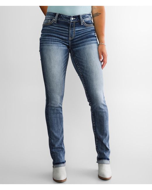 Daytrip Virgo Straight Stretch Cuffed Jean in Blue | Lyst