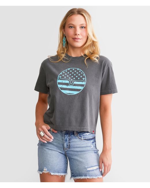 Kimes Ranch Blue American Bullseye Cropped T-shirt