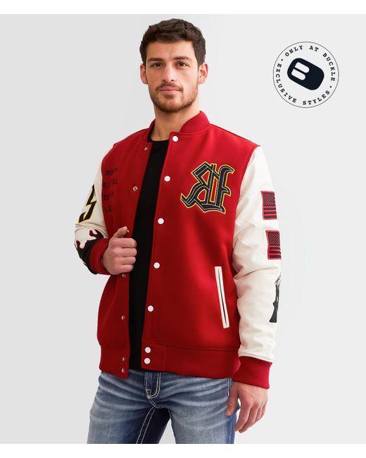 Rock Revival Red Varsity Jacket for men