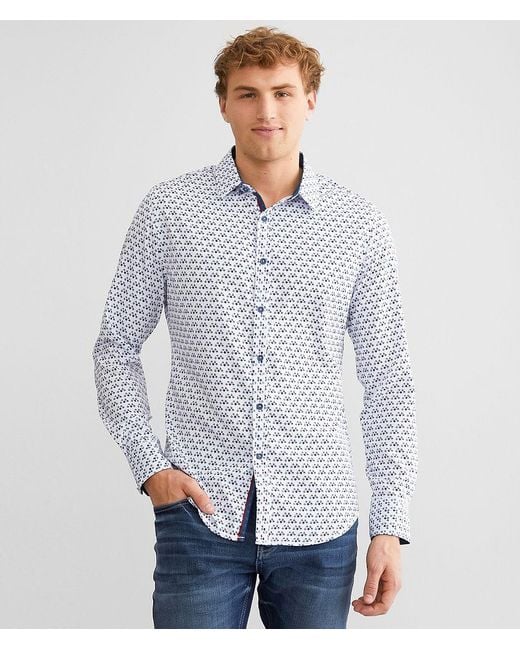 J.B. Holt Blue Tailored Performance Stretch Shirt for men