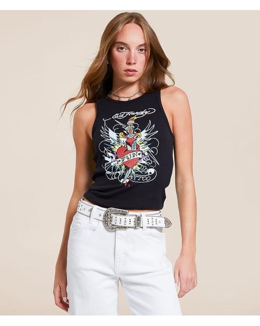 Ed Hardy Blue Fun Dagger Tank Top
