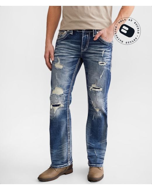 Rock Revival Blue Zeke Slim Boot Stretch Jean for men