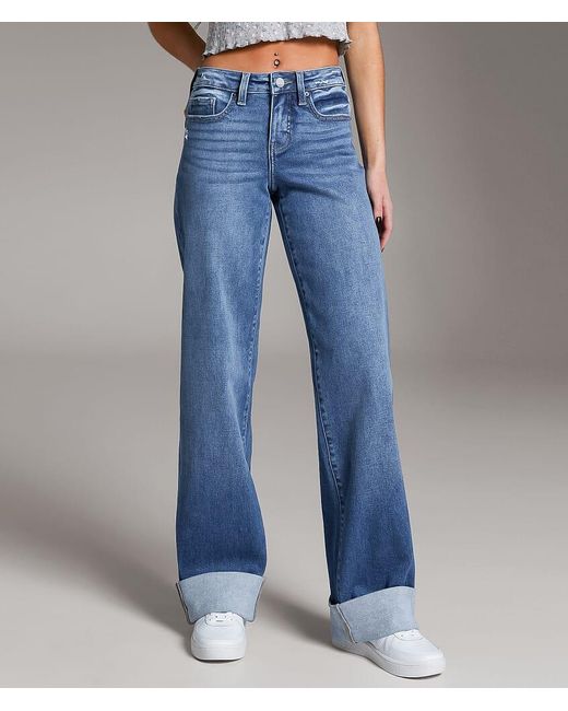 BKE Blue Andi Wide Leg Stretch Cuffed Jean
