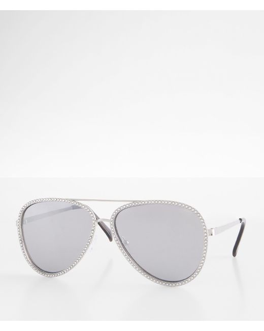 BKE White Glitz Aviator Sunglasses