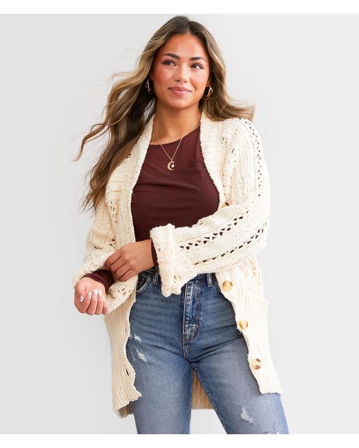 Free People Blue Cable Cardigan Sweater