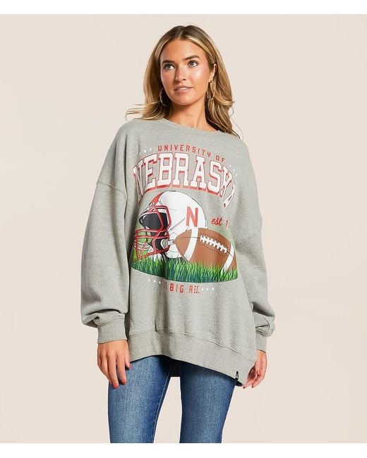 Gameday Social Natural Nebraska Huskers Oversized Pullover