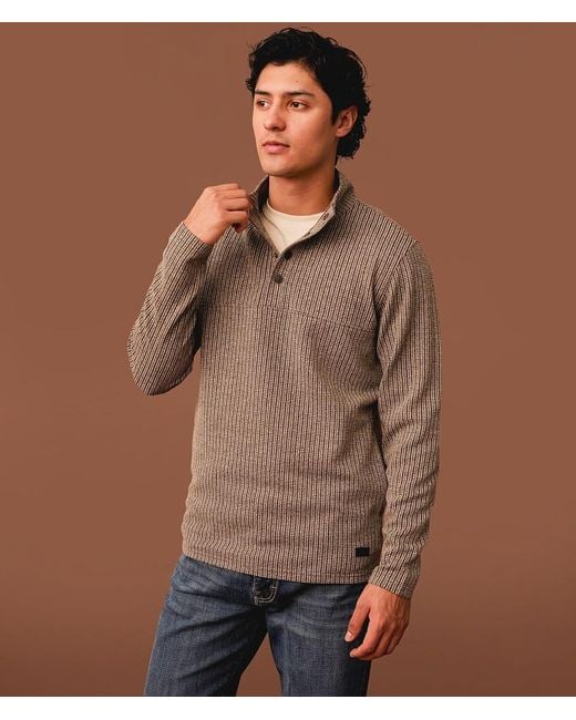 Outpost Makers Brown Ribbed Quarter Snap Pullover for men