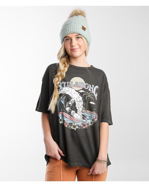 Billabong Gray Wild Waves Oversized T-shirt