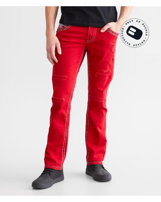 Rock Revival Red Selwyn Slim Straight Stretch Pant for men