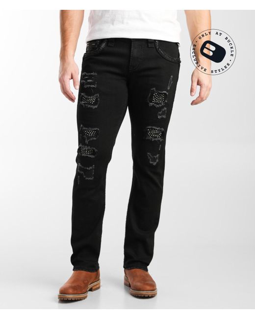 Rock Revival Black Tavio Straight Stretch Jean for men