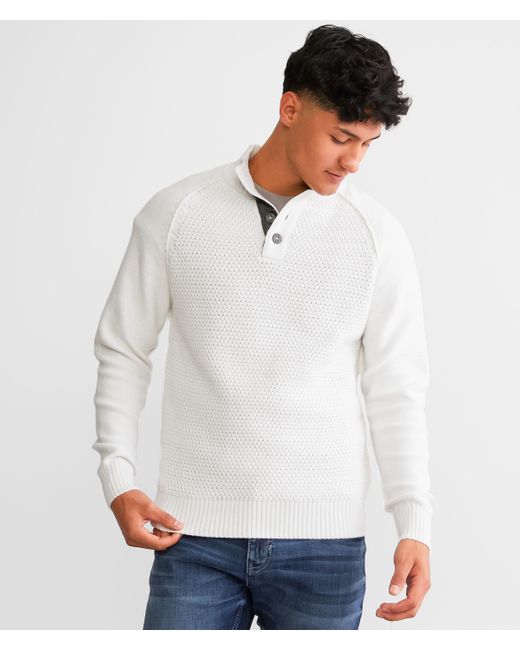 BKE White Textured Henley Sweater for men