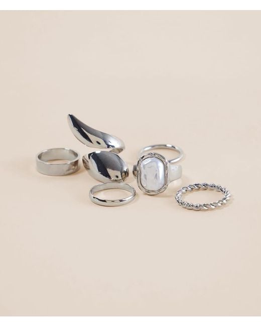 BKE Natural 6 Pack Statement Ring Set
