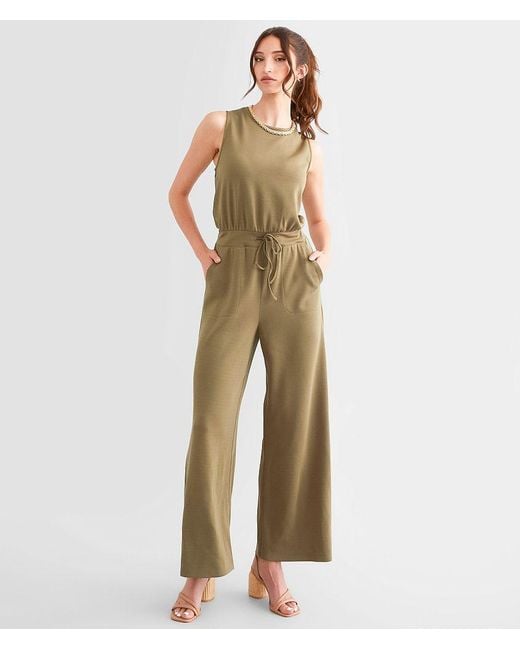 Davi & Dani Green Solid Knit Jumpsuit