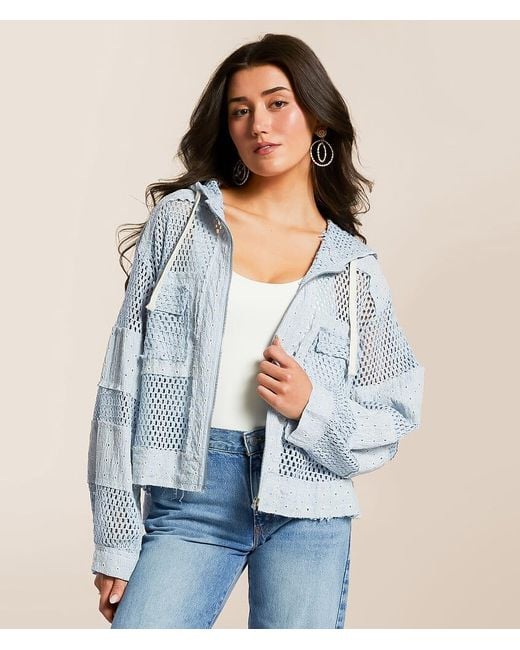Pol White Crochet Hooded Jacket