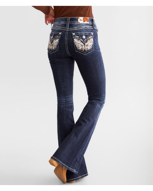 Miss Me Blue Mid-rise Flare Stretch Jean