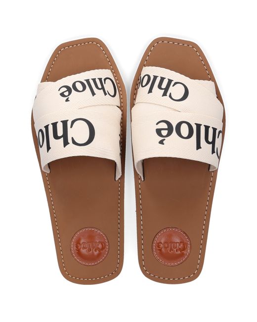 chloé canvas logo sandals
